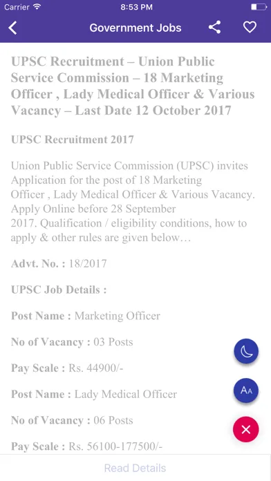 Captures d'écran de Government Jobs English