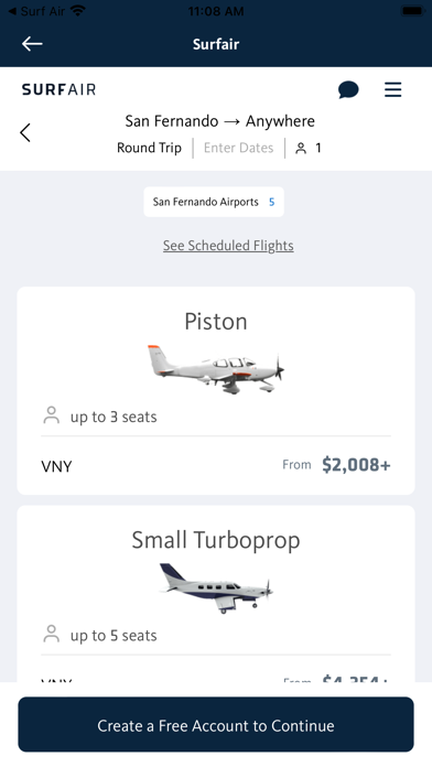 Zrzuty ekranu Surf Air Flight Ops