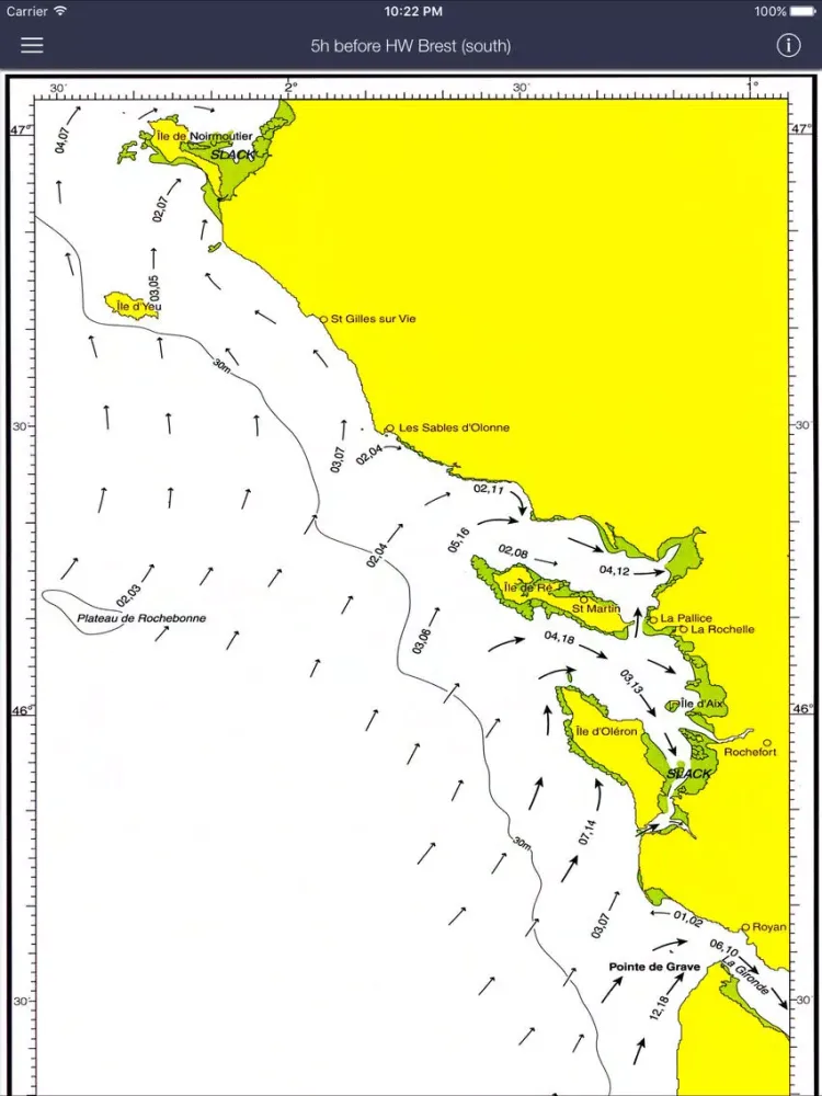 Ảnh chụp màn hình của Tidal Stream Atlas, France West Coast iPad 