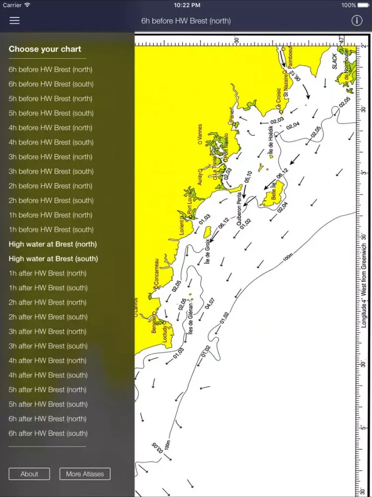 Ảnh chụp màn hình của Tidal Stream Atlas, France West Coast iPad 