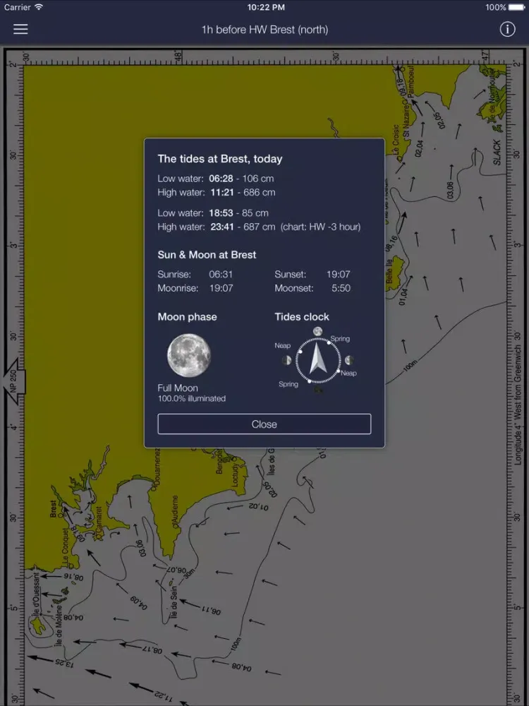 Ảnh chụp màn hình của Tidal Stream Atlas, France West Coast iPad 