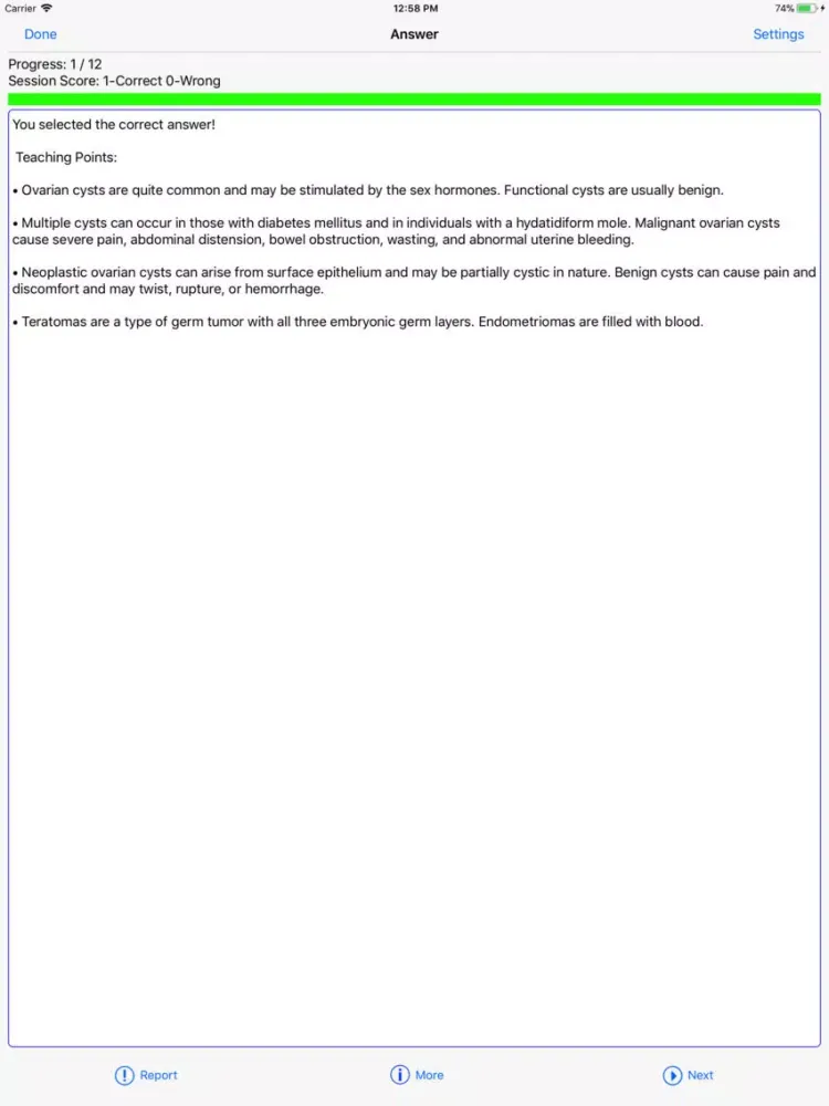 Capturas de tela do OB/GYN Board Review iPad 