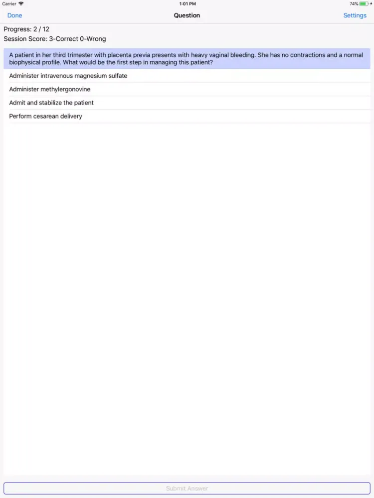 Capturas de tela do OB/GYN Board Review iPad 