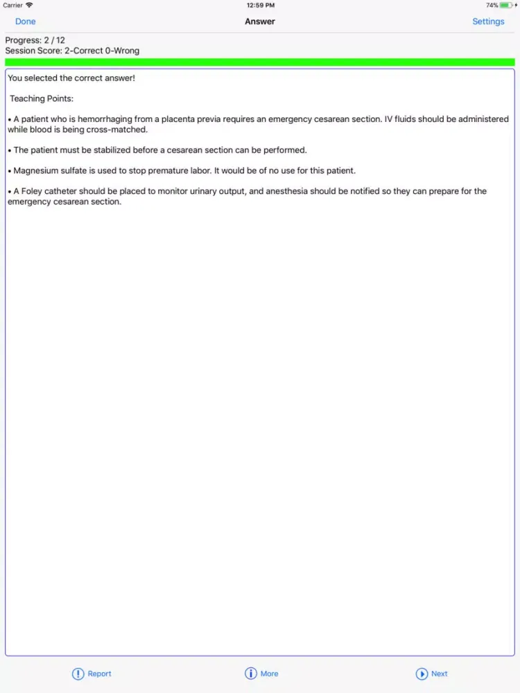 Capturas de tela do OB/GYN Board Review iPad 