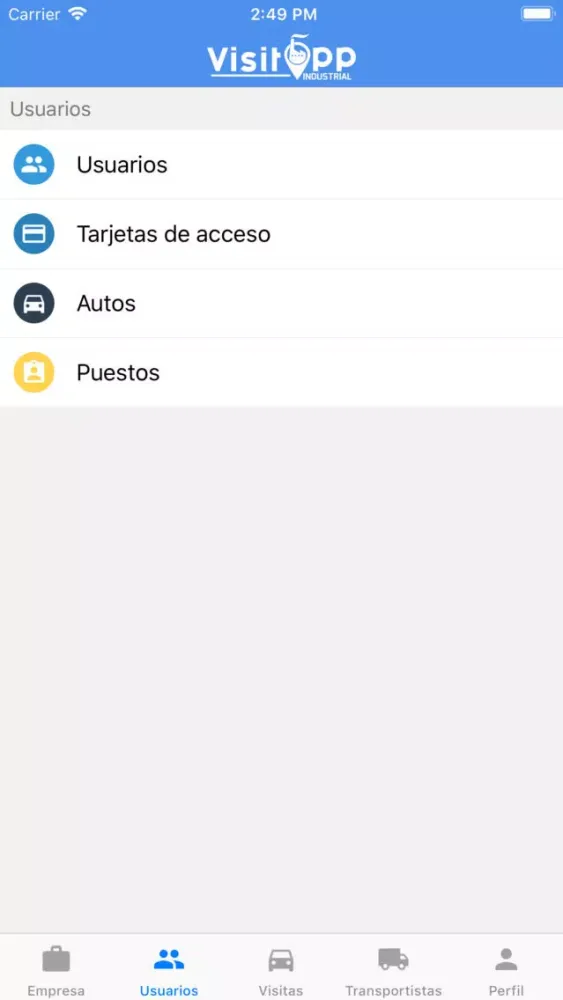 Capturas de tela do VisitApp Industrial Admin