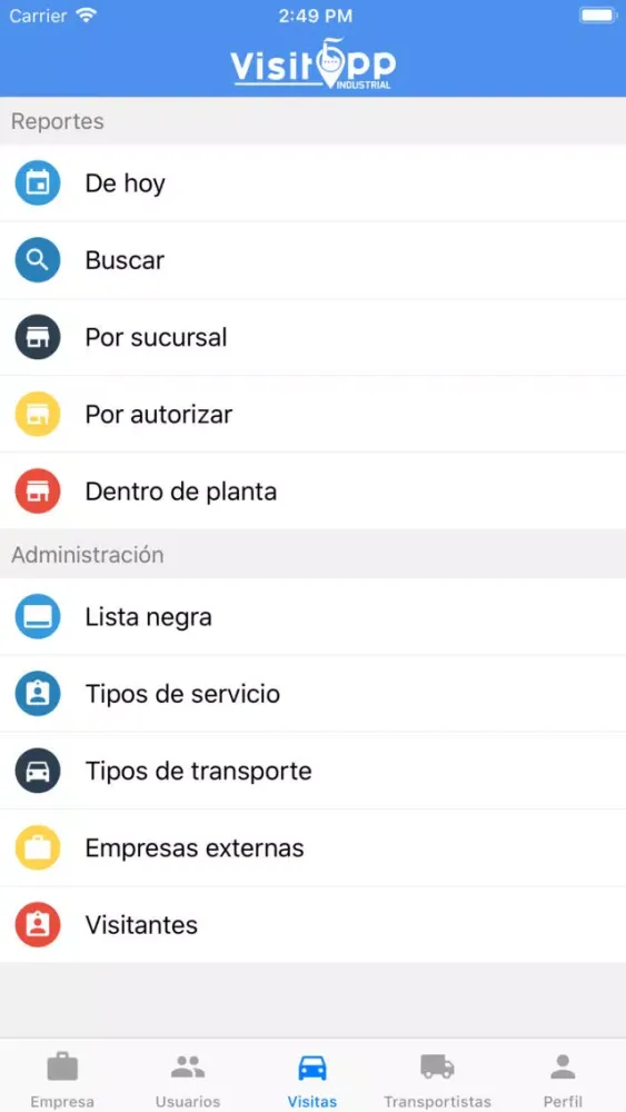 Capturas de tela do VisitApp Industrial Admin