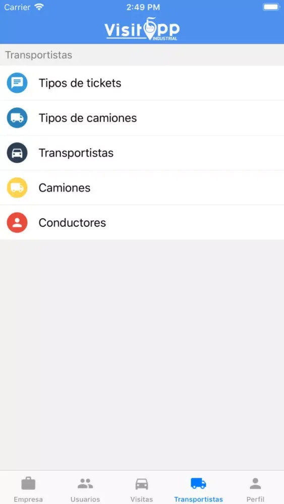 Capturas de tela do VisitApp Industrial Admin