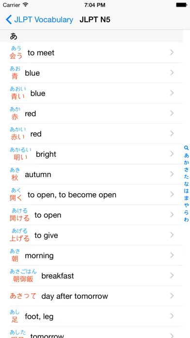 JLPT Vocabulary:日本語能力試験出題基準語彙表 Screenshots