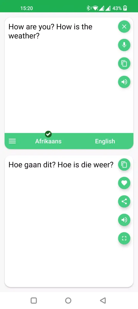 Afrikaans - English Translator Screenshots