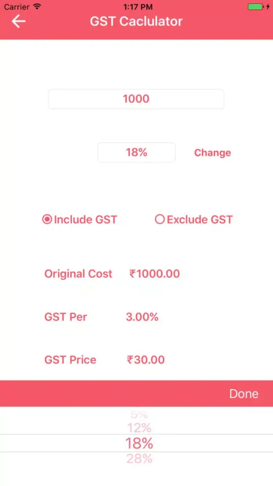 Ảnh chụp màn hình của India GST Calculator And Guide