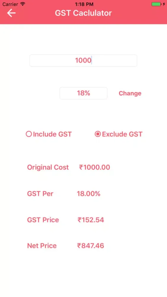 Ảnh chụp màn hình của India GST Calculator And Guide