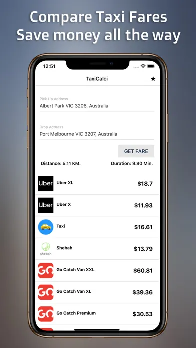Скриншоты TaxiCalci - Compare Taxi Fares