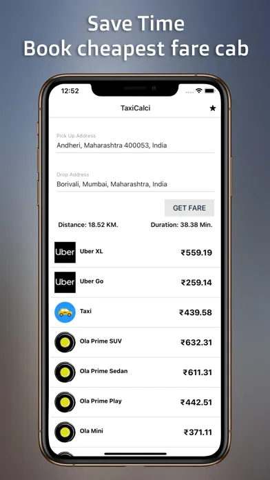 Скриншоты TaxiCalci - Compare Taxi Fares