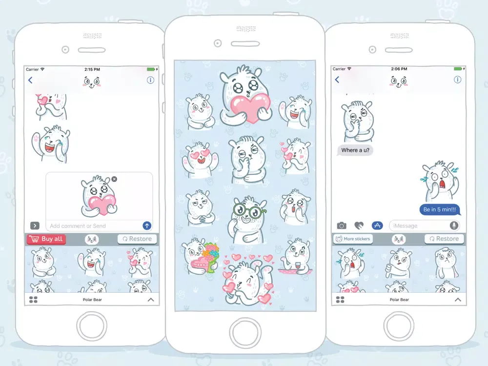 Capturas de tela do Polar Bear! Srickers for iMessage iPad 