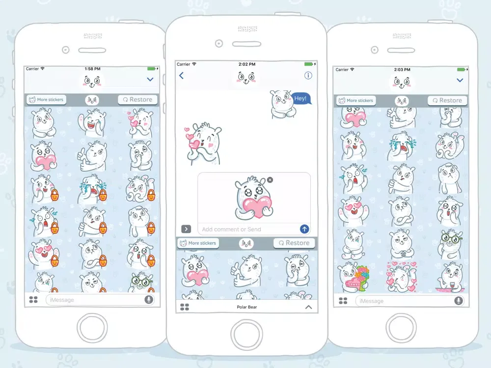 Capturas de tela do Polar Bear! Srickers for iMessage iPad 
