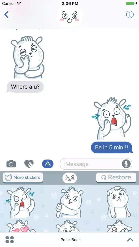 Capturas de tela do Polar Bear! Srickers for iMessage
