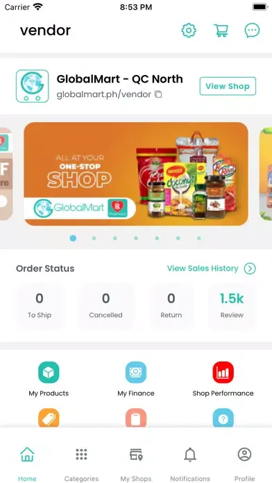 GlobalMart Merchant Screenshots