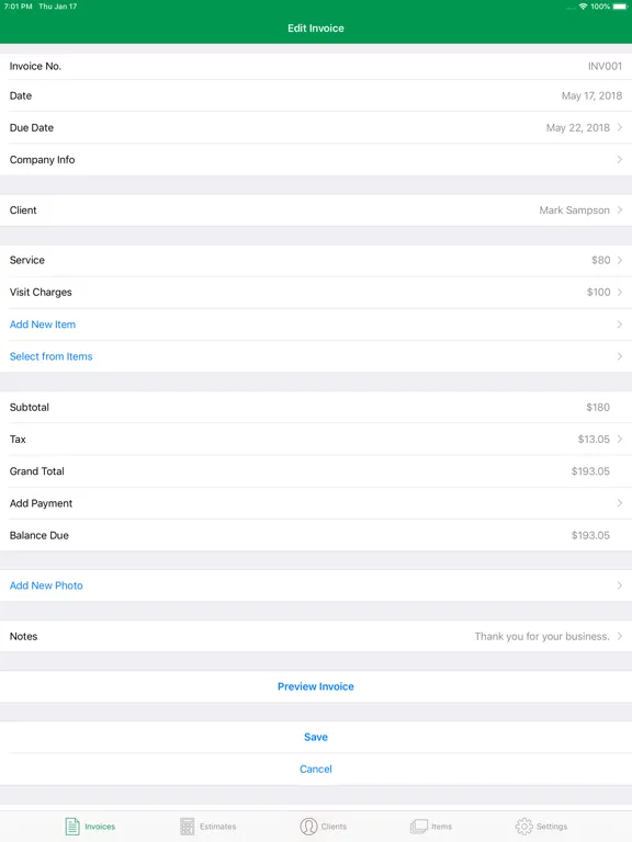 Captures d'écran de Invoice App for Small Business iPad 