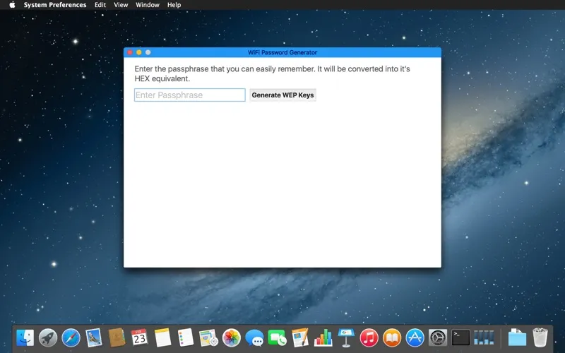Tangkapan skrin Wifi Password Generator - WEP Key