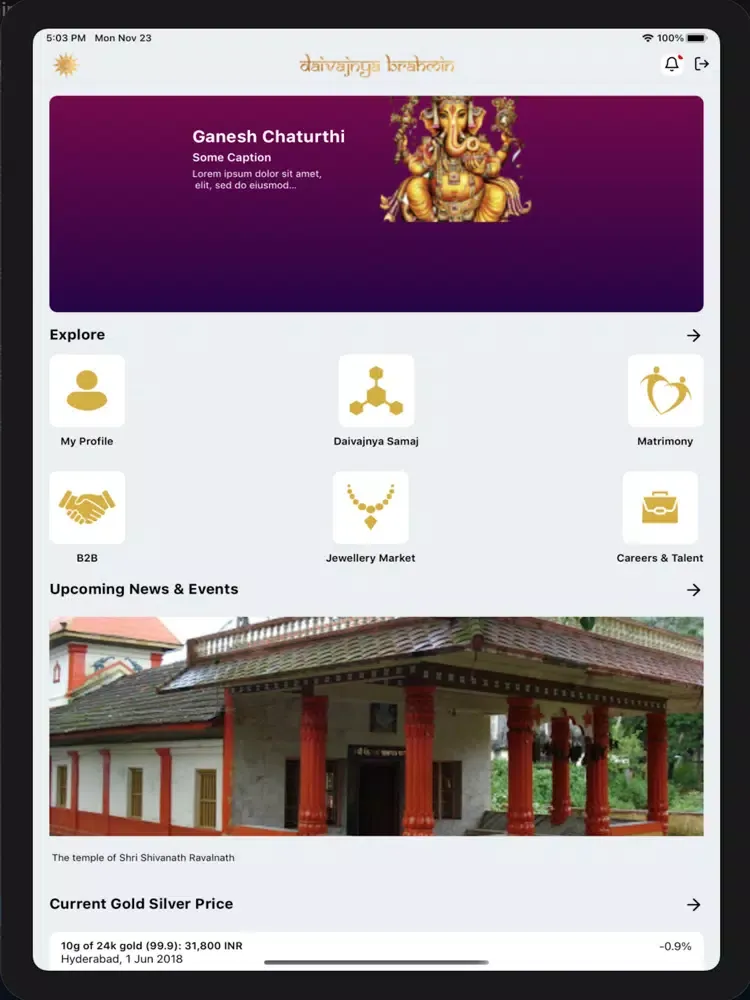 Capturas de tela do Daivajnya Brahmin Club iPad 