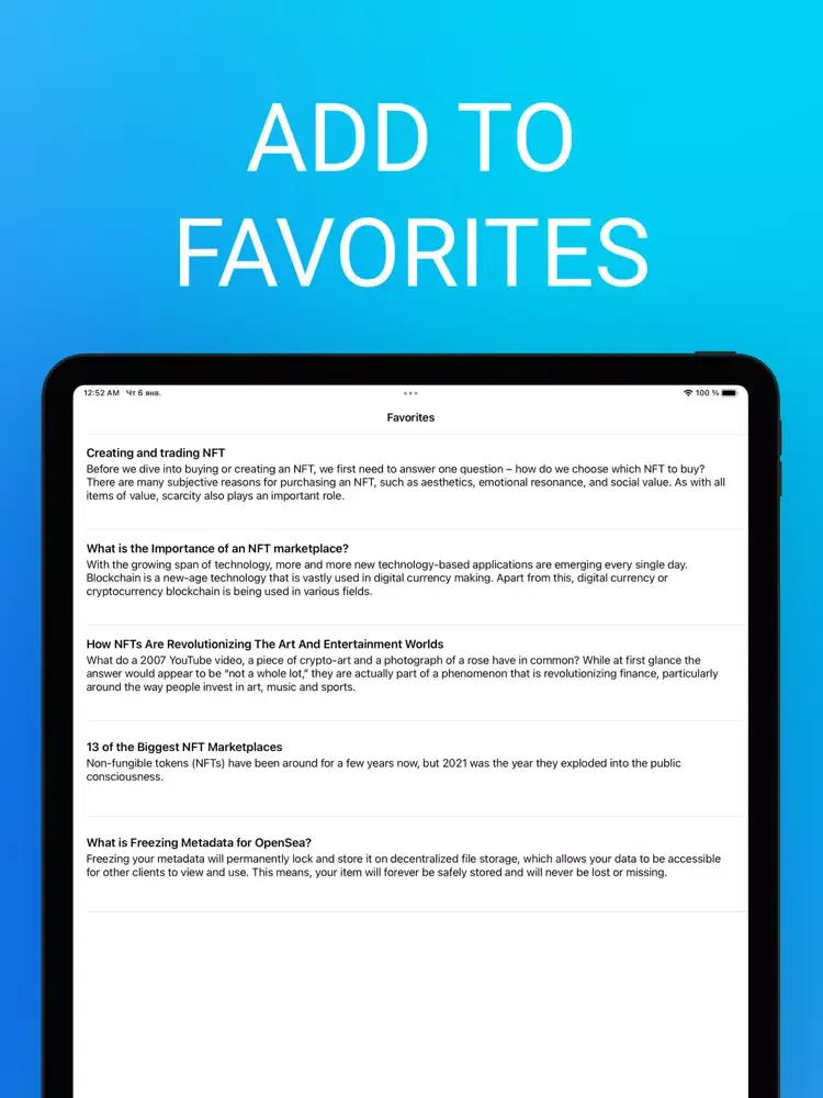 Capturas de tela do NFT Academy: Buy Sell nfts art iPad 