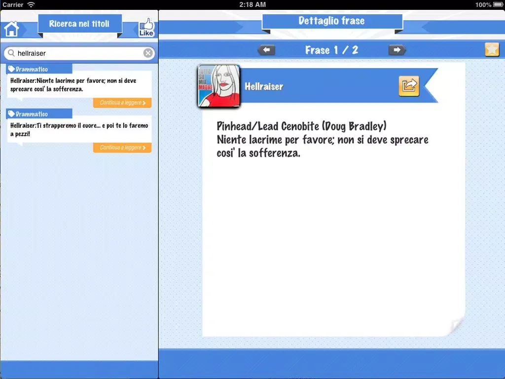 Frasi dei FILM LITE iPad 應用截圖