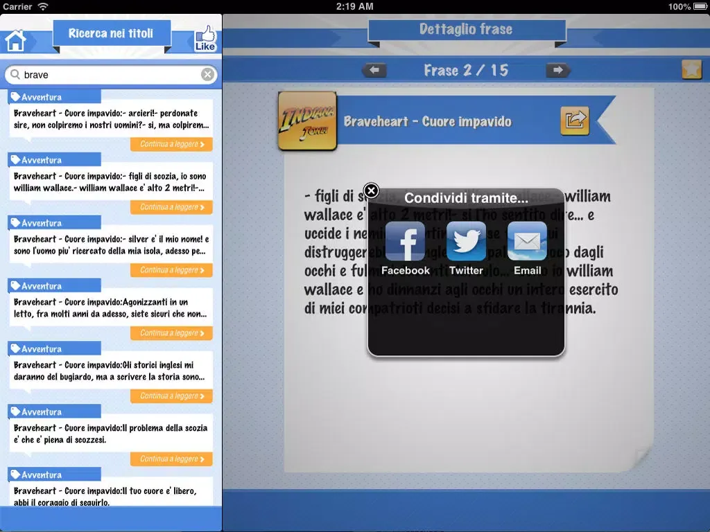 Frasi dei FILM LITE iPad 應用截圖