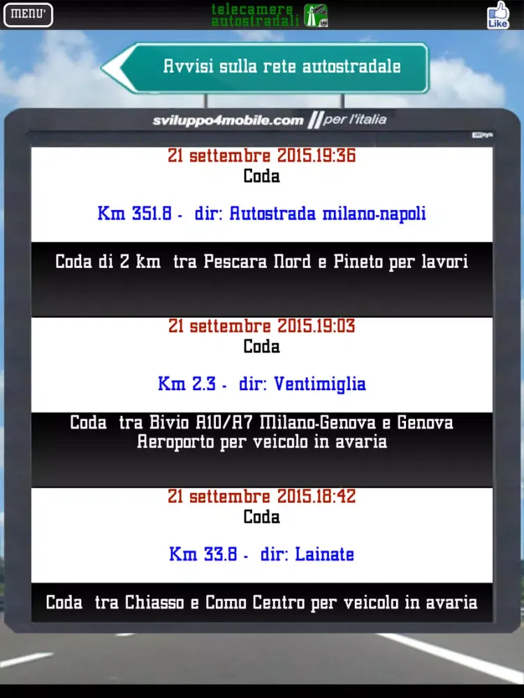 Video Telecamere strade ed autostrade - LITE iPad 應用截圖