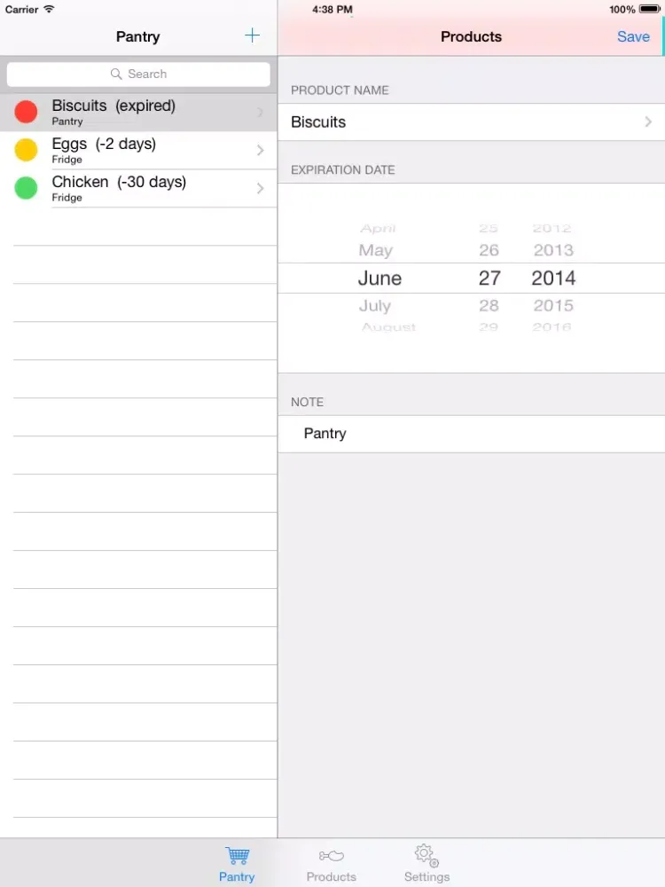 Tangkapan layar Food Saver iPad 
