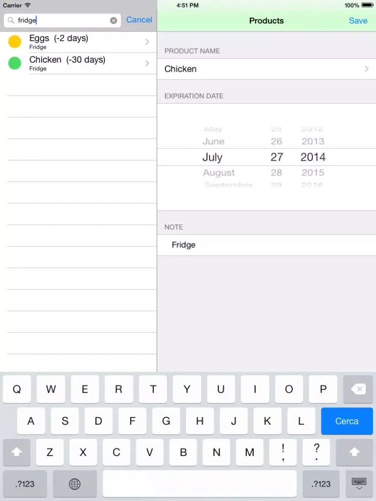 Tangkapan layar Food Saver iPad 