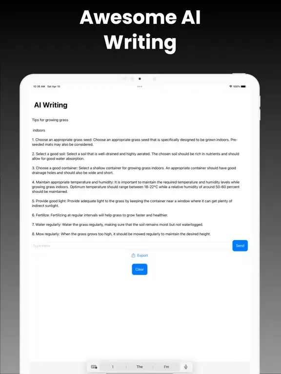 Tangkapan skrin AI Writing* iPad 