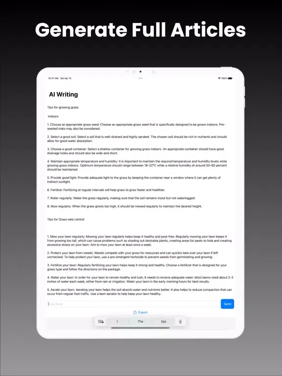 Tangkapan skrin AI Writing* iPad 