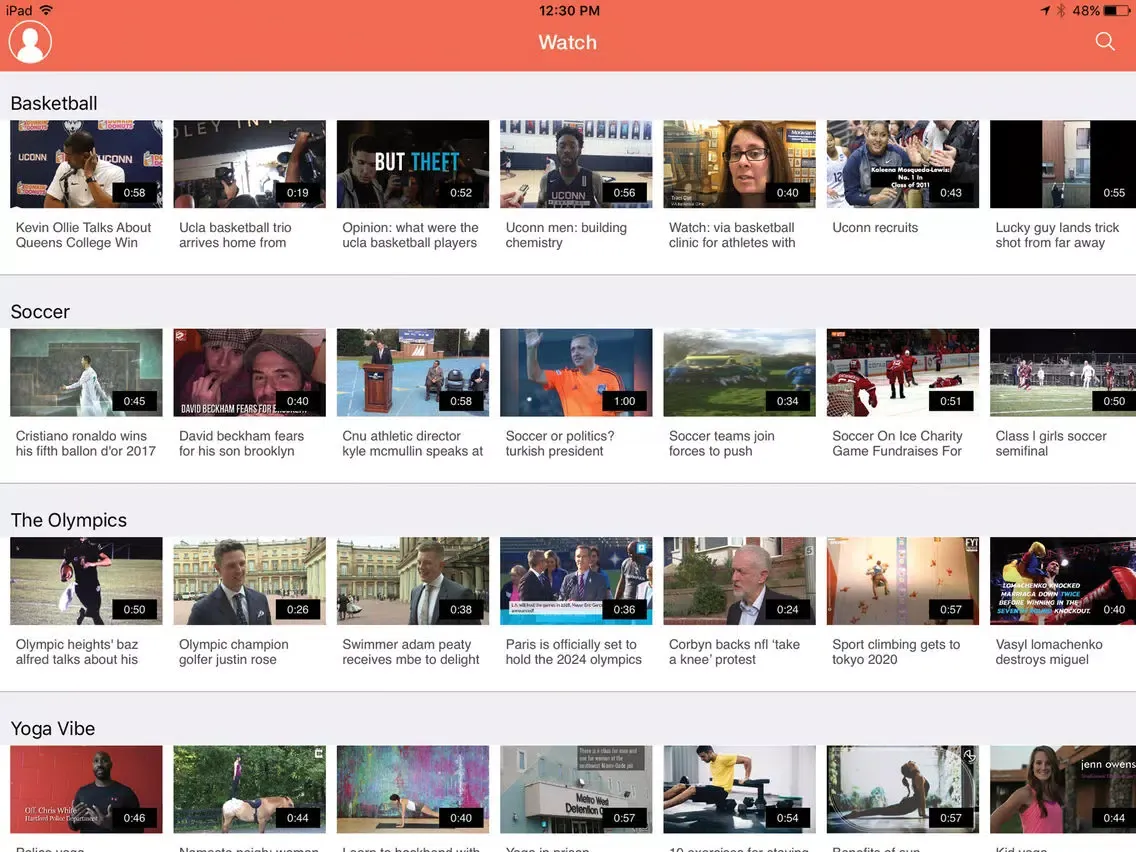 Sportly.tv iPad  Ekran Görüntüleri
