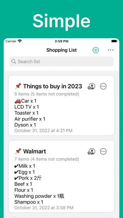 Shopping List Grocery list app Ekran Görüntüleri