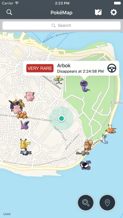 Capturas de tela do PokeMap - Maps to locate rare Pokemons !