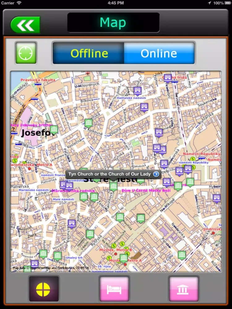 Prague Offline Map Travel Guide iPad  Screenshots