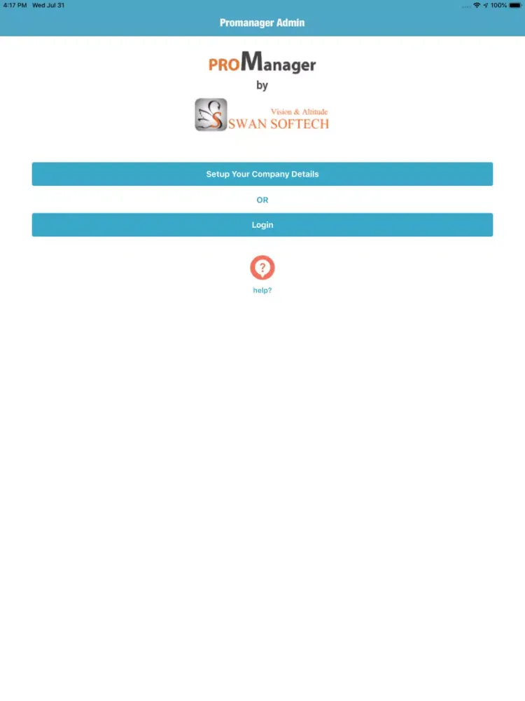 Tangkapan layar Promanager Admin iPad 