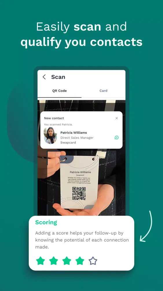 Capturas de tela do Swapcard