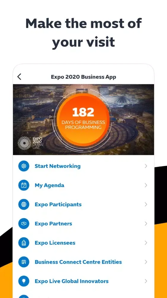 Zrzuty ekranu Expo 2020 Business App
