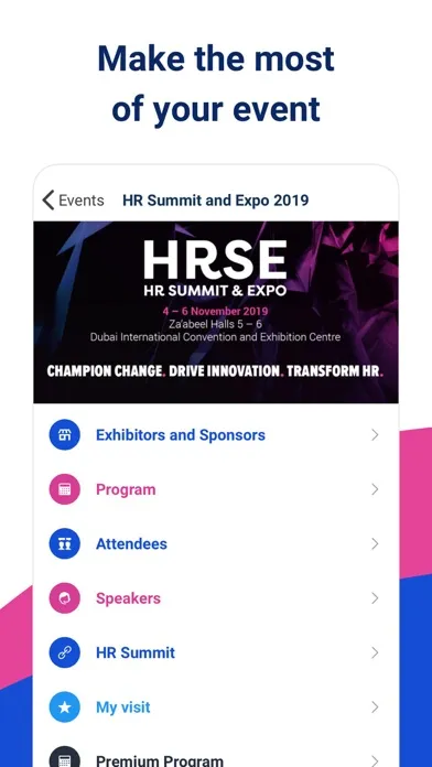 HRSE Event App Screenshots