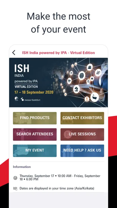 Capturas de tela do Messe Frankfurt India Virtual
