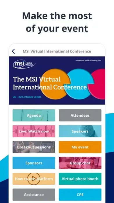 Zrzuty ekranu MSI Virtual Event APP