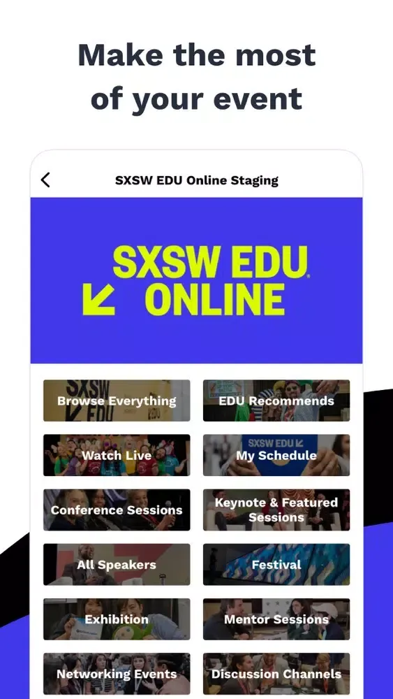 Capturas de pantalla de SXSW EDU Online 2021