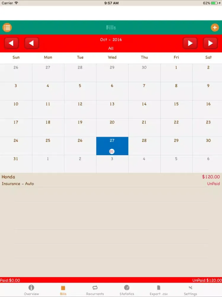 Capturas de tela do Bills Monitor iPad 