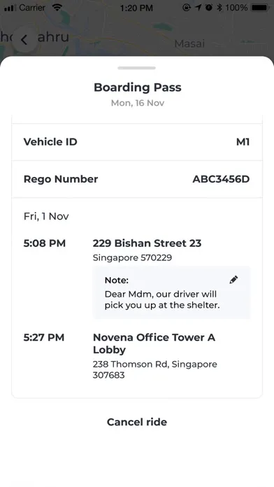 Ảnh chụp màn hình của myTOYOTA Shuttle PH