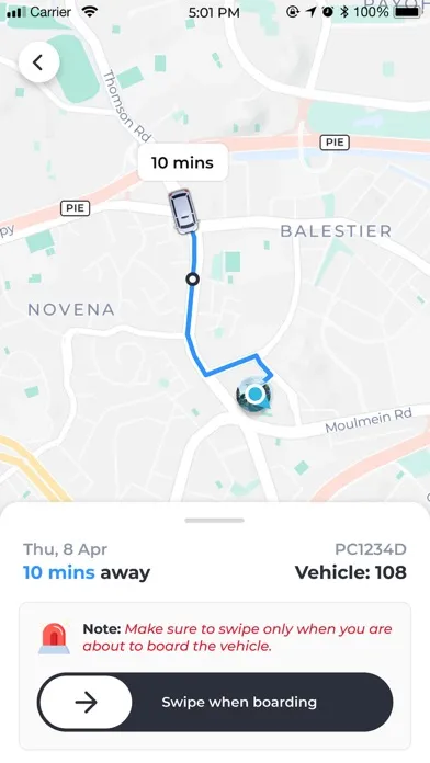 Ảnh chụp màn hình của myTOYOTA Shuttle PH