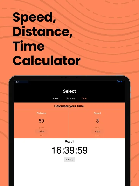 Calculator Speed Distance Time iPad  Screenshots