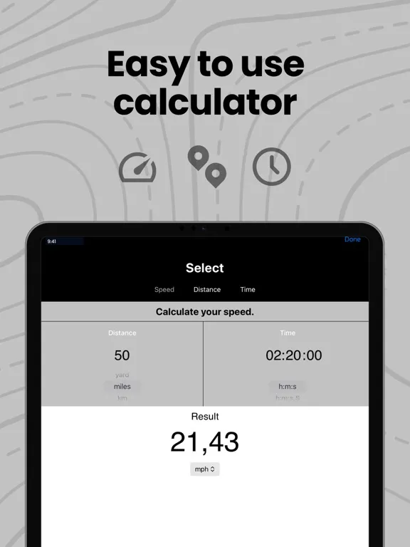 Calculator Speed Distance Time iPad  Screenshots