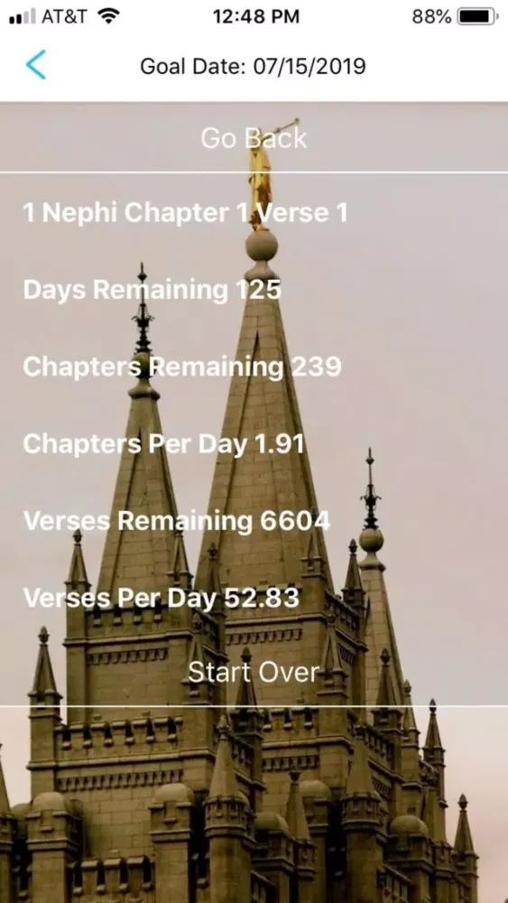 Capturas de tela do Book of Mormon Pace Tracker