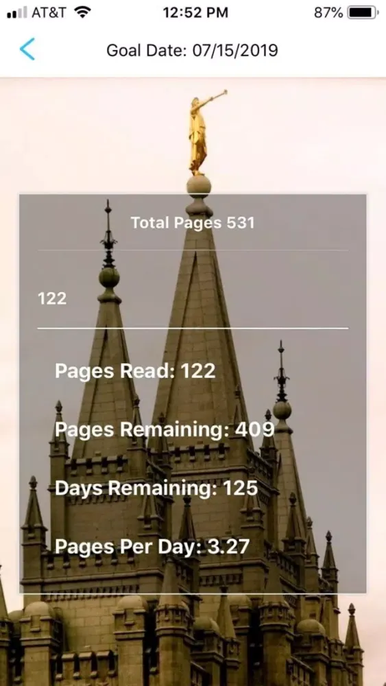 Capturas de tela do Book of Mormon Pace Tracker